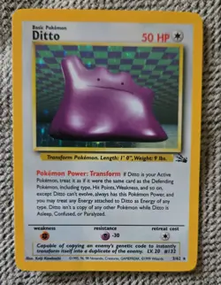 Pokemon TCG Ditto Holo Card 3/62 Fossil Rare Mint Condition - Image 1