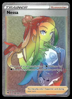 Pokemon Cards Nessa 196/185 Vivid Voltage Rainbow Rare NM - Image 1