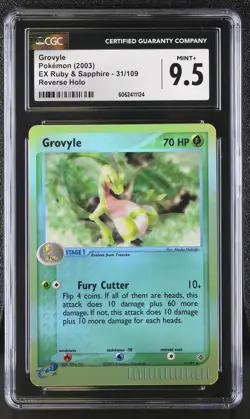 CGC 9.5 MINT+ Grovyle EX Ruby & Sapphire 31/109 Reverse Holo Pokemon Card psa - Image 1