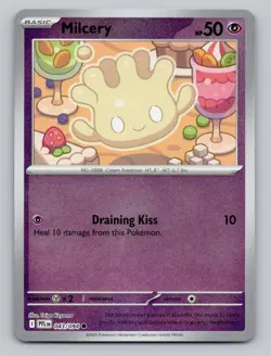 Reverse Holo Milcery 043/094 Common Phantasmal Flames Pokemon - Image 1