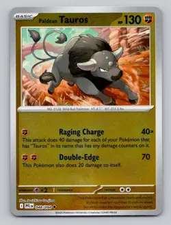 Reverse Holo Paldean Tauros 048/094 Uncommon Phantasmal Flames Pokemon - Image 1