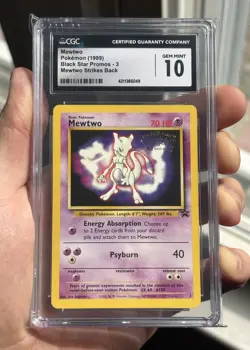 Pokemon 1999 Black Star Promo Mewtwo Strikes Back Mewtwo CGC GM 10 - Image 1