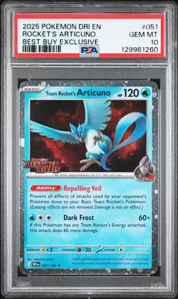 2025 POKEMON DRI EN-DESTINED RIVALS #051 TEAM ROCKET'S ARTICUNO PSA 10 - Image 1
