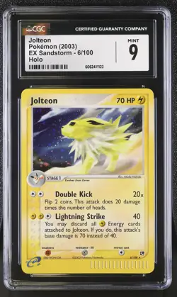 CGC 9 MINT Jolteon 2003 EX Sandstorm 6/100 Holo Pokemon Card psa - Image 1