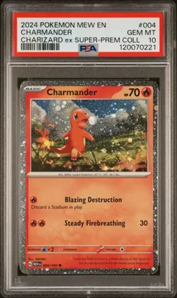 2024 Pokemon Mew EN #004 Charmander Charizard ex Super-Premium Collection PSA 10 - Image 1