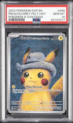 2023 POKEMON SVP EN-SV BLACK STAR PROMO #085 PIKACHU WITH GREY FELT HAT PSA 10 - Image 1