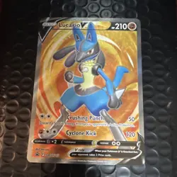 Pokemon Lucario V SWSH213 Promo Full Art Holo Basic HP210 Crushing Punch - Image 1