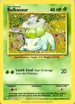 Bulbasaur 001/034 CLV Classic Collection Holo Pokemon TCG NM (SKU 1-3) - Image 1