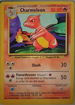 Charmeleon 24/102 Uncommon Base Set Unlimited Pokemon Heavily Played - Image 1