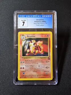Pokemon TCG 2000 Arcanine 6 WOTC Black Star Promo Card Graded CGC 7 - Image 1