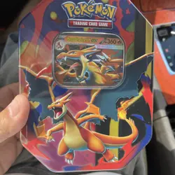 Pokemon Mega Charizard ex Factory Sealed Tin Box - Charizard X - 4 Booster Packs - Image 1