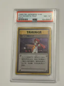 The Rocket's Trap 1998 Pokemon Japanese Gym Heroes Trainer Rare Holo PSA 8 - Image 1