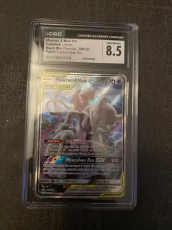 Pokemon CGC 8.5 Mewtwo & Mew GX SM191 Sm Holo - Image 1