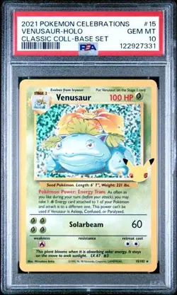 PSA 10 GEM MINT Venusaur Celebrations Classic Collection Pokemon Card 15/102 - Image 1