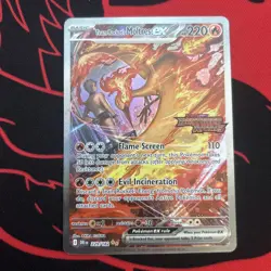 Pokemon Team Rockets Moltres Ex 229/182 Destined Rivals Promo Stamped SIR NM - Image 1