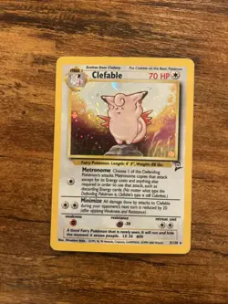 Pokemon 1999 TCG Clefable Base Set 2 Holo Unlimited Rare Card #5/130 with Swirl - Image 1