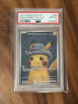 2023 Pokemon SVP Pikachu Grey Felt Hat Van Gogh PSA 10 - Image 1