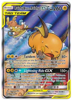 Pokemon TCG – Raichu & Alolan Raichu GX #221 – Unified Minds - NM - Image 1