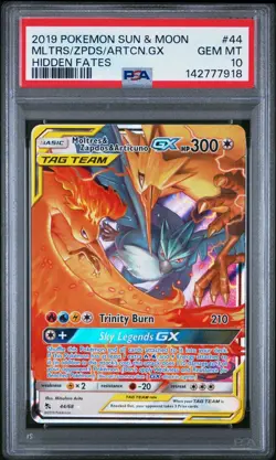 PSA 10 MOLTRES & ZAPDOS & ARTICUNO GX 44/68 HIDDEN FATES POKEMON 😍 - Image 1
