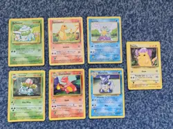 STARTERS BASIC STAGE 1 PIKACHU POKEMON TCG BASE SET 1999 x7 POKEMON PLAYED WOTC - Image 1