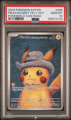 2023 POKEMON SVP EN-SV BLACK STAR PROMO #085 PIKACHU WITH GREY FELT HAT PSA 10 - Image 1
