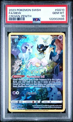 2023 POKEMON SWORD & SHIELD CROWN ZENITH #GG10 FULL ART/MEW PSA 10 - Image 1