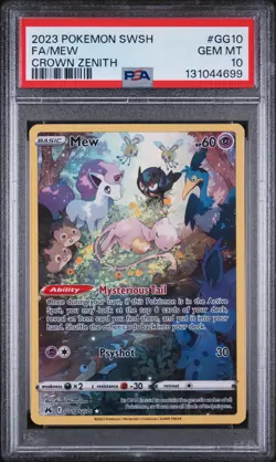 2023 POKEMON SWORD & SHIELD CROWN ZENITH #GG10 FULL ART/MEW PSA 10 - Image 1
