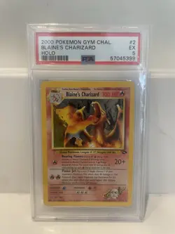Pokemon TCG: Blaine's Charizard 2/132 Gym Challenge Holo Rare PSA 5 2000 WOTC - Image 1