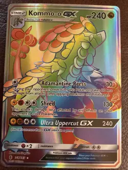Pokemon TCG Kommo-o GX SM Guardians Rising Secret Rare Card 159/145 EX Condition - Image 1