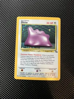 Pokemon Card Ditto Holo 3/62 Fossil Set 1999 WOTC Vintage Holo Rare LP/NM - Image 1