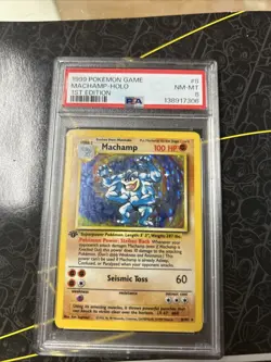 Pokemon Machamp 1st Edition 8/102 Holofoil PSA 8 - Image 1