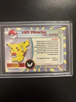 1999 Topps Pokemon TV Pikachu #25 PSA 10 Gem Mint - Image 4