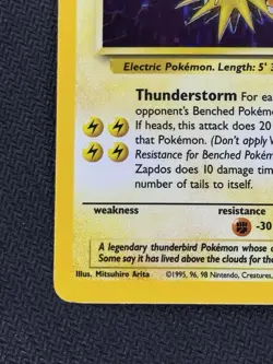 Pokemon TCG Zapdos 15/62 Fossil Rare Card Lightly Played Condition - Image 5