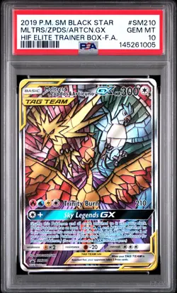 2019 POKEMON SM BLACK STAR PROMO FULL ART/MOLTRES & ZAPDOS & ARTICUNO GX PSA 10 - Image 1