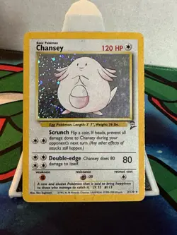 Pokemon Chansey Holo Rare TCG Card 3/130 Base Set 2 - Image 1