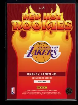 2024-25 Donruss Optic #8 Bronny James Jr. Red Hot Rookies Holo - Image 2