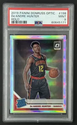 2019 Panini Donruss Optic Rated Rookie De'Andre Hunter RC Holo PSA 9 #198 Hawks - Image 1