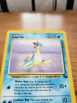 HOLO Lapras Fossil Foil Holographic Pokemon 10/62 Original 151 Holofoil Rare NM - Image 3