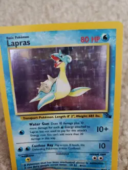 HOLO Lapras Fossil Foil Holographic Pokemon 10/62 Original 151 Holofoil Rare NM - Image 4
