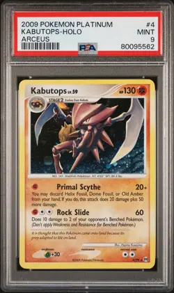 2009 POKEMON PLATINUM ARCEUS #4 KABUTOPS-HOLO PSA 9 - Image 1