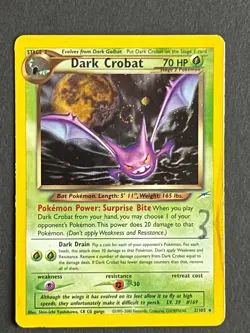 Pokemon Dark Crobat Neo Destiny 2/105 Holo Rare Vintage 2002 DMG Ink Mark - Image 1