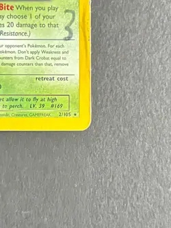 Pokemon Dark Crobat Neo Destiny 2/105 Holo Rare Vintage 2002 DMG Ink Mark - Image 4