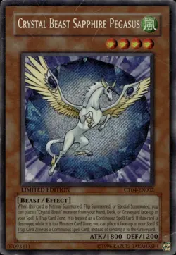 Crystal Beast Sapphire Pegasus Ltd Ed Secret Rare CT04-EN002 Yu-Gi-Oh! - Image 1