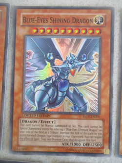 LOT OF 5 YU-GI-OH 1996 HOLO CARDS BLUE EYES SHINING DRAGON X3 BOOK OF LIFE ETC - Image 3