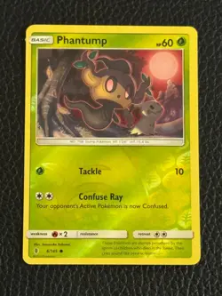 Phantump Reverse Holo Common 6/145 Pokemon TCG Sun & Moon Guardians Rising NM - Image 1