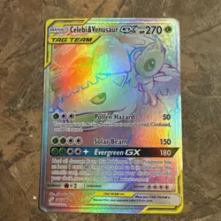 #Celebi & Venusaur GX (Secret) #182/181 Secret Rare,Holo Heavily played Pokemon - Image 1
