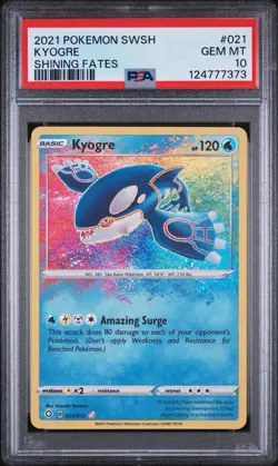 Kyogre Amazing Rare #021/072 PSA 10 Shining Fates Gem Mint Pokemon Graded Card B - Image 1