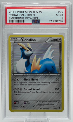 2011 POKEMON BLACK & WHITE EMERGING POWERS #77 COBALION PSA 9 MINT - Image 1
