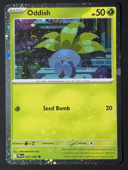 Oddish SWIRL 🌀 001/094 Cosmos Holo Promo, Phantasmal Flames Pokemon TCG - Image 1