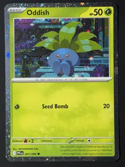 Oddish SWIRL 🌀 001/094 Cosmos Holo Promo, Phantasmal Flames Pokemon TCG - Image 2